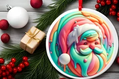 Pastel Santa with Melting Edges Round Sticker Ornament PNG Product Image 2