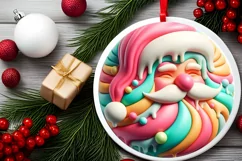 Pastel Santa with Melting Edges Round Sticker Ornament PNG Product Image 2