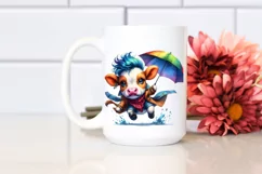 Cute Baby Cow Jumping PNG Product Image 2