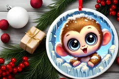 Round Christmas Ornament Sublimation|Clipart Product Image 2