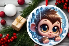 Round Christmas Ornament Sublimation|Clipart Product Image 2