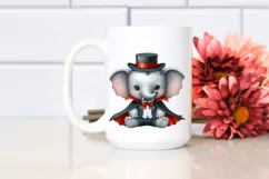 Funny Baby Elephant Dressed as Vampire Watercolor Art | Product Image 2