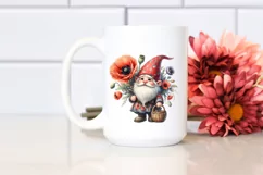 Detailed Watercolor Gnome with Poppy | Clipart Product Image 2