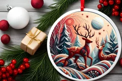 Round Christmas Ornament Sublimation|Clipart Product Image 2