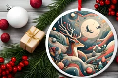 Round Christmas Ornament Sublimation|Clipart Product Image 2