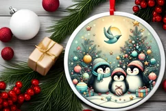 Round Christmas Ornament Sublimation|Clipart Product Image 2