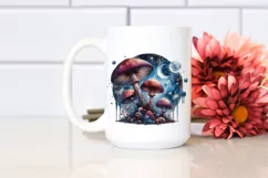 Detailed Glossy Mystical Celestial Mushroom PNG Product Image 2