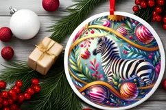Round Christmas Ornament Sublimation|Clipart Product Image 2