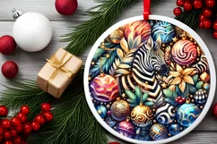 Round Christmas Ornament Sublimation|Clipart Product Image 2