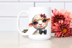 Funny Detailed Lamb Watercolor Summer Sticker Clipart Product Image 2