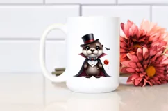 Funny Vampire Otter Baby Watercolor Clipart Product Image 2