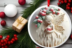 Christmas Fairy with Melting Edges Round Sticker Ornament Product Image 2