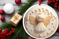 Christmas Fairy with Melting Edges Round Sticker Ornament Product Image 2