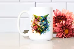 Vibrant Owl with Flowers PNG Product Image 2