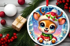 Round Christmas Ornament Sublimation|Clipart Product Image 1