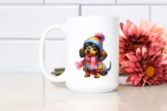 Cute Dachshund with Winter Outfit PNG Product Image 2