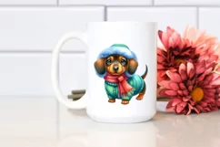 Cute Dachshund with Winter Outfit PNG Product Image 2