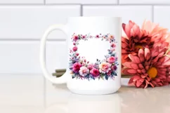 Colorfull Floral Frame with Pink Roses PNG Product Image 2