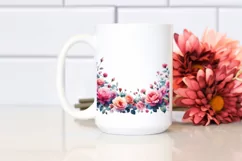 Colorfull Floral Frame with Pink Roses PNG Product Image 2