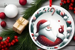 Round Christmas Ornament Sublimation|Clipart Product Image 2