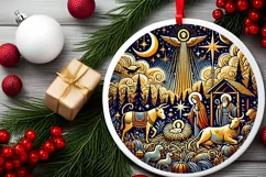 Round Christmas Ornament Sublimation|Clipart Product Image 2