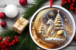Round Christmas Ornament Sublimation|Clipart Product Image 1