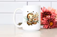 Cute Boho Baby Bee Basket Flowers Clipart Product Image 2