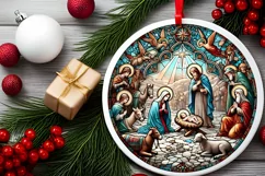 Round Christmas Ornament Sublimation|Clipart Product Image 1