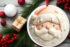 Santa with Depth Round Sticker Ornament PNG Product Image 2