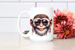Funny Detailed Monkey Watercolor Summer Sticker Clipart Product Image 2