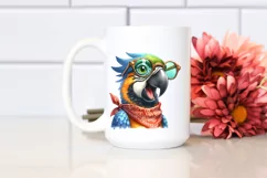 Watercolor Funny Parrot Excited es Clipart Product Image 2