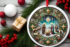 Round Christmas Ornament Sublimation|Clipart Product Image 1