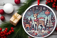 Round Christmas Ornament Sublimation|Clipart Product Image 1