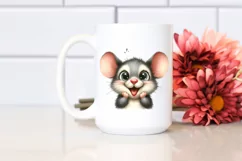 Watercolor Funny Mouse Portrait PNG Product Image 2