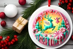 Round Christmas Ornament Sublimation|Clipart Product Image 1