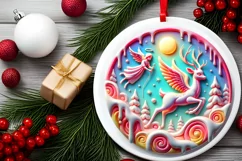 Round Christmas Ornament Sublimation|Clipart Product Image 1