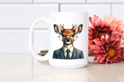 Funny Detailed Deer Watercolor Summer Sticker Clipart Product Image 2