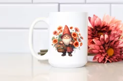Detailed Watercolor Gnome with Nasturtium | Clipart Product Image 2