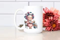 Watercolor Old Lady Bench Mug | Sublimation | Clipart Product Image 2