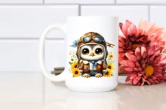 Colorful Baby Owl in Aviator Suit | Sublimation | Clipart Product Image 2