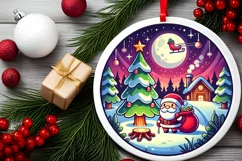 Round Christmas Ornament Sublimation|Clipart Product Image 1