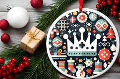 Round Christmas Ornament Sublimation|Clipart Product Image 2