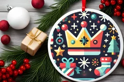 Round Christmas Ornament Sublimation|Clipart Product Image 2