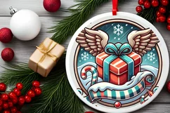 Round Christmas Ornament Sublimation|Clipart Product Image 1