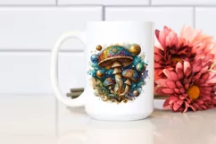 Mystical Celestial Mushroom Watercolor PNG Product Image 2