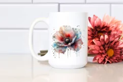 Watercolor Abstract Poppy with Metalic Insertions Product Image 2