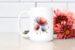 Watercolor Abstract Poppy with Metalic Insertions Product Image 2