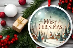 Christmas Scene Round Ornament Sublimation Product Image 1