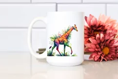 Vibrant Giraffe with Plant Leaves PNG Product Image 2