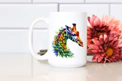Vibrant Giraffe with Plant Leaves PNG Product Image 2